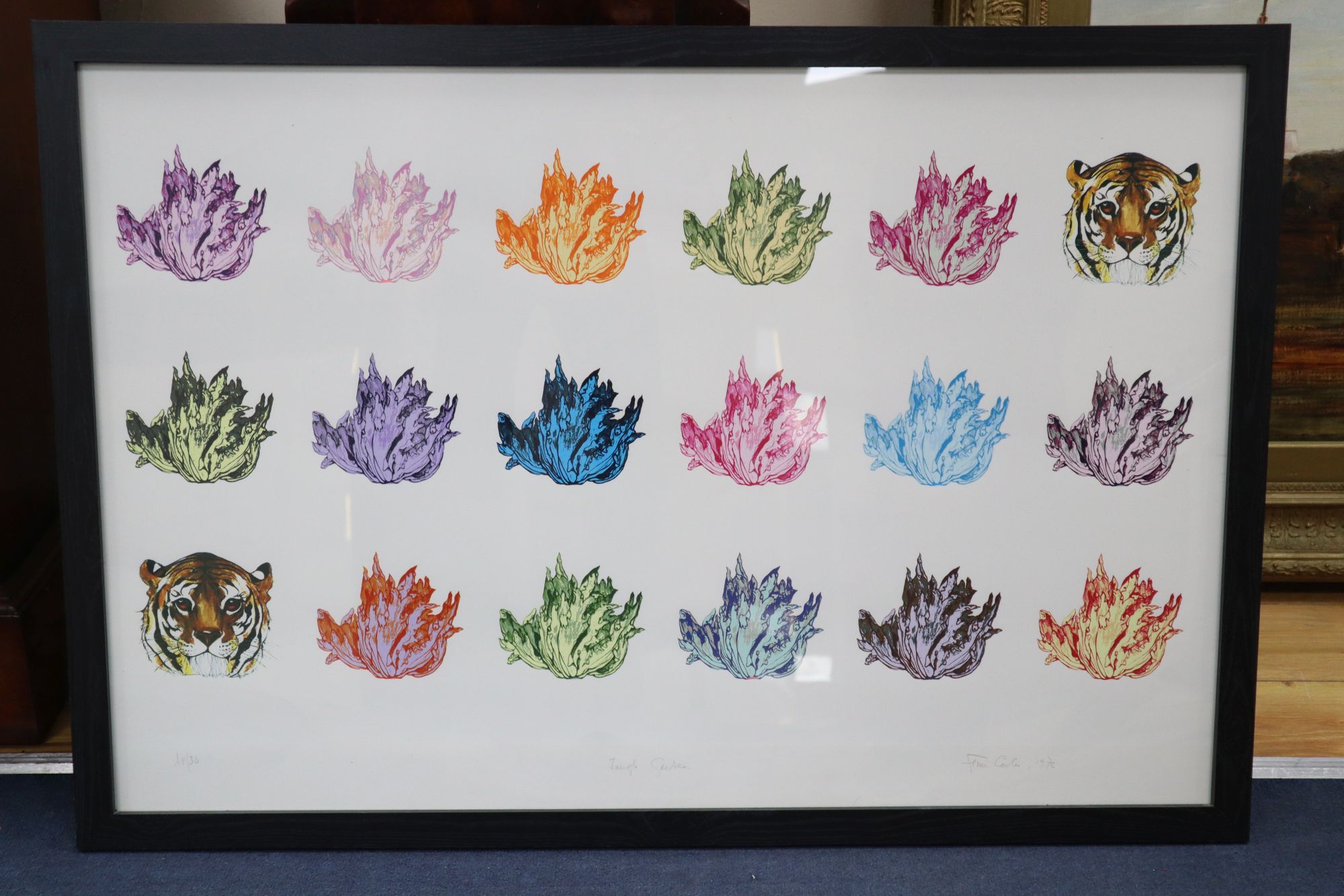 Fleur Cowles, limited edition artist proof print, Jungle Garden, signed and dated 1976 and initialled AP/36, 60 x 90cm